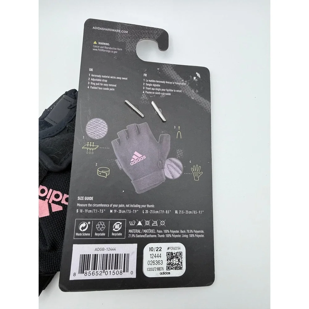 Adidas Aeroready Adjustable Essential Gloves Black Pink Fingerless Gym‎